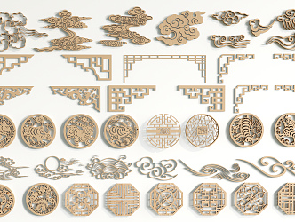 Chinese-style Carved Pattern Totem Window Carved Pane 3d model