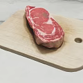 Fresh Marbled Steak on Wooden Cutting Board Ready to Cook