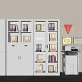 White Office Bookcase With Glass Doors Books Folders And Decorative Items