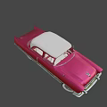 Fuchsia And White Vintage Car With Chrome Accents Classic Design Retro Body Lines