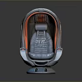 Futuristic Leisure Recliner With Gray Seat Red Accents Tech Panel And Circular Base