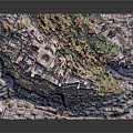 Realistic 3D Mountain Landscape Model With Buildings Trees and Lush Terrain