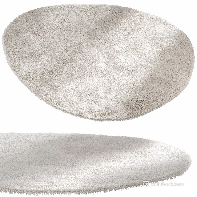 Round Fluffy Light Colored Rug Perfect for Living Room Bedroom Decor Soft Plush Surface 3d model 