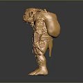 Golden Mythical Warrior Sculpture With Ornate Armor And Clawed Feet