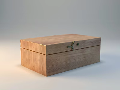 Rustic Wooden Box With Metal Clasp And Natural Wood Grain Surface 3d model