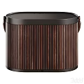 Two Stylish Portable Speakers Featuring Handheld Design Woven Fabric And Wooden Stripe Materials