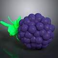 Purple Blackberry with Green Leaves and Clustered Berries on Dark Background