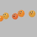String of Orange Yellow Decorative Pom Poms With Smiley Faces For Festive Decor