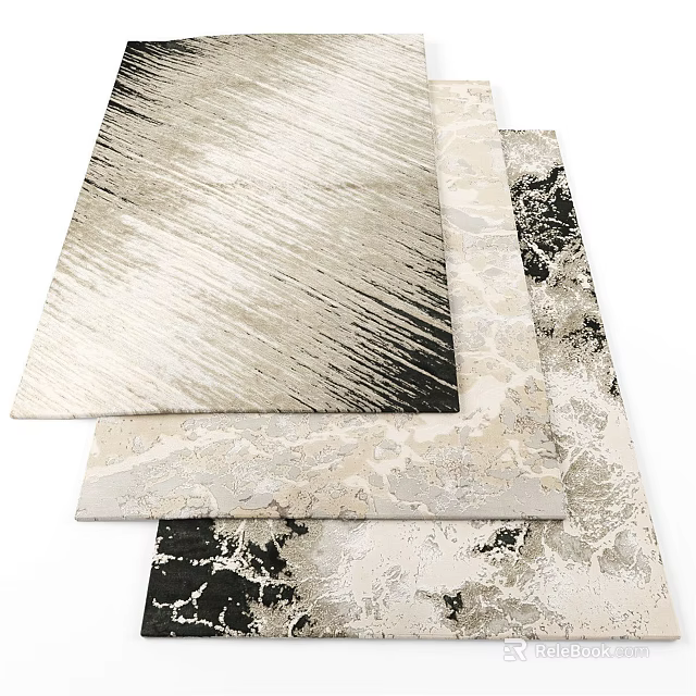 Various Square Rugs With Different Textures And Color Patterns 3d model