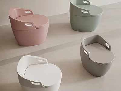 Modern Portable Toilet Seats In Pink Green White Gray With Ergonomic Handles 3d model