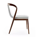 Modern Dining Chair With Wooden Frame And White Upholstered Seat Curved Backrest Design