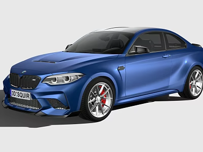 Blue BMW M2 Sports Car With Two Door Exterior And Silver Alloy Wheels 3d model