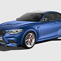 Blue BMW M2 Sports Car With Two Door Exterior And Silver Alloy Wheels