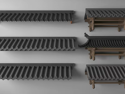 Traditional Chinese Architectural Eave Components With Wooden Brackets And Tile Designs 3d model