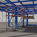 Sports Equipment Blue Yellow Steel Structure Platform With Guardrails And Stairs