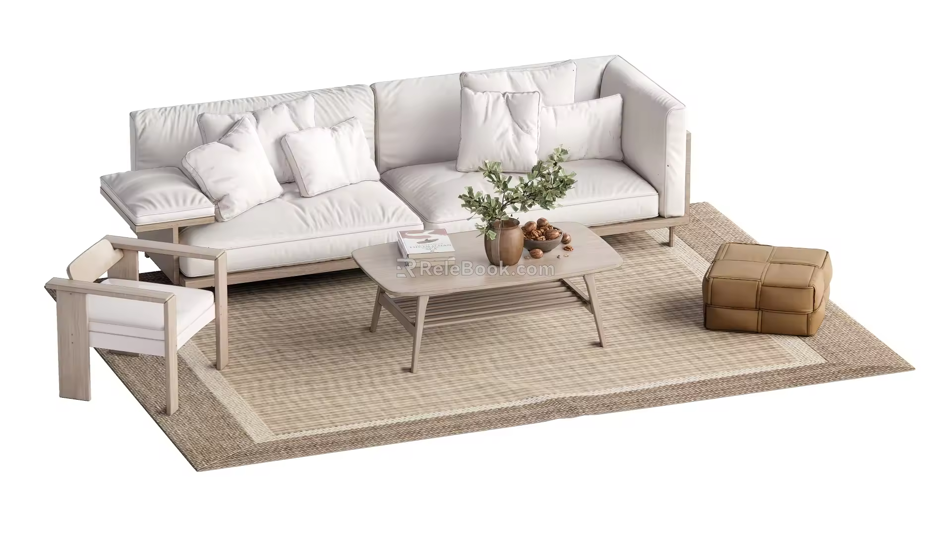 Modern Sofa Coffee Table Combination Log Sofa Coffee Table Combination 3d model