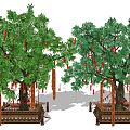 New Chinese Wishing Tree Wishing Tree Landscape Divine Tree Blessing Points Love and Red Ribbon Blessing Plants 3d model