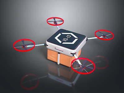 Space Aerospace Quadcopter Drone With Orange Package And DP13 Logo 3d model