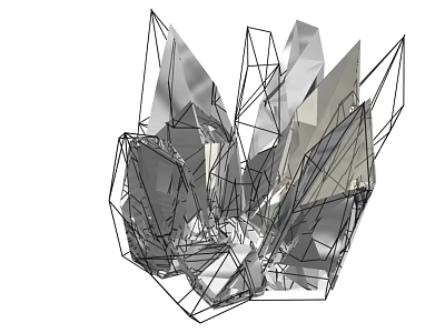 Modern Geometric Sculpture With Crystalline Polyhedron Structure And Metal Frame Design 3d model