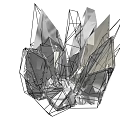 Modern Geometric Sculpture With Crystalline Polyhedron Structure And Metal Frame Design