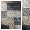 Gray And Beige Geometric Pattern Carpet With Square Blocks And Textured Design 3d model