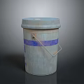 Durable Hardware Tools Storage Bucket With Gray Body Blue Stripe And Metal Handle