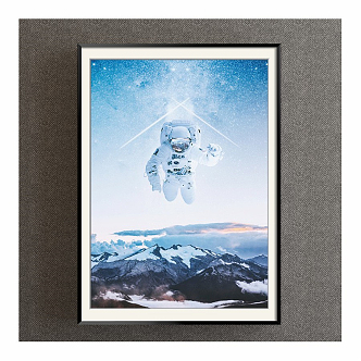 Modern Figure Painting Simple Blue Photography Astronaut Decorative Painting 3d model