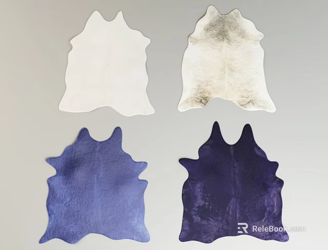 Stylish Decorative Rugs In Irregular Shape With White Gray Blue Purple Colors 3d model 