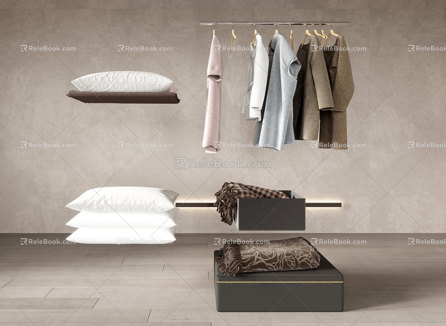 Modern Clothes Cloakroom Decoration Clothes Clothing 3d model