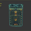 Dark Blue Decorative Screen with Intricate Golden Patterns Geometric Designs Sun Motif and SMELLIS Logo