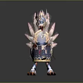 Mythical Bird Like Fantasy Game Character With Mechanical Armor And Colorful Feathers