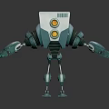 Futuristic Robotic Character With White Head Yellow Circular Lights Green Gray Mechanical Body Arms Legs 3d model