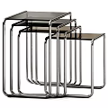 Modern Nesting Coffee Tables With Metal Frame And Transparent Glass Top 3d model