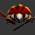 3D Armored Knight Figure With Metallic Armor Red Sword And Detailed Shield