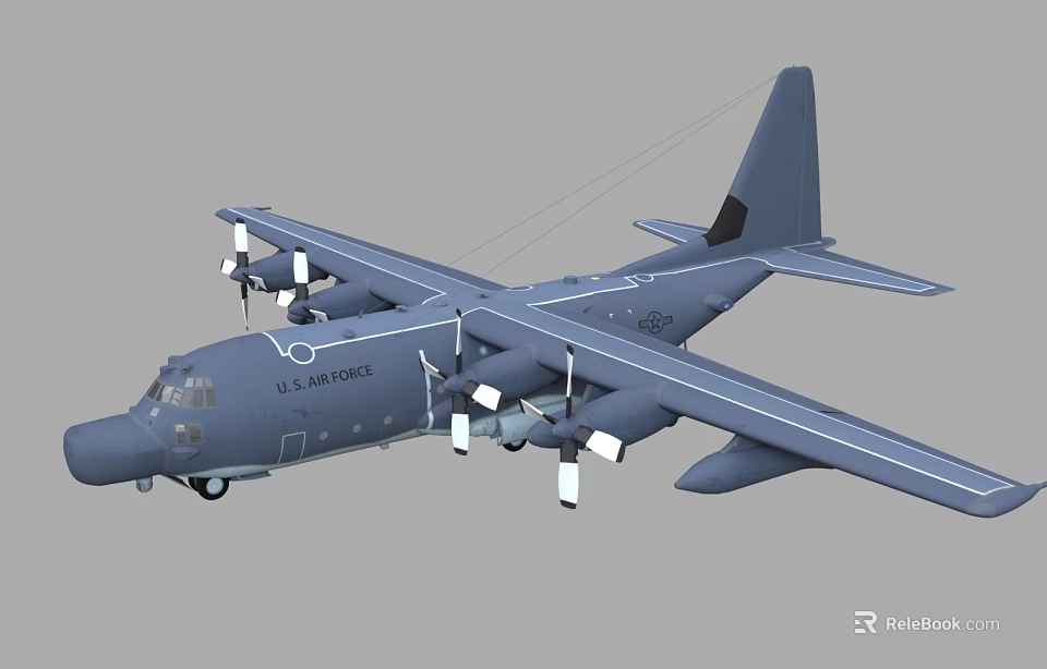 U.S. Air Force Gray Fighter Jet With Propeller Engines And Wing Design 3d model