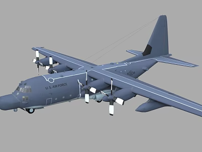 U.S. Air Force Gray Fighter Jet With Propeller Engines And Wing Design 3d model