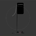 Black Speaker on Stand with Wired Headphones and Audio Cables