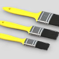 Three Yellow Handle Paintbrushes Featuring Black Bristles And Metal Ferrule For Daily Use
