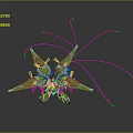 Green Fantasy Character Creature With Detailed Wings And Long Antennae 3D Model Design