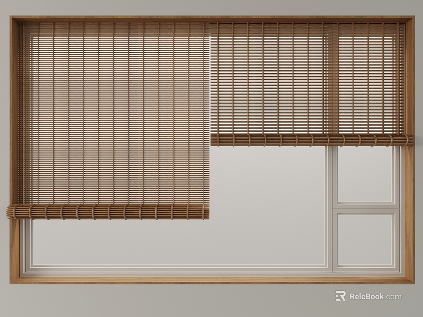 Partial Open Wooden Window Blinds for Adjustable Natural Light in Interior 3d model 