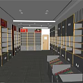 Modern Tobacco and Liquor Store Interior With Gold Shelves Lighting and Display Counters