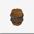 Rustic Wooden Barrel With Metal Hoops And Classic Wood Grain Design