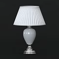 Elegant White Table Lamp With Pleated Lampshade Ceramic Body And Silver Base 3d model