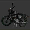 Vintage Dark Green Motorcycle With Round Headlight And Rearview Mirrors