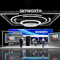 Skyworth Exhibition Booth With Modern Lighting Design And TV Display Screens At Trade Show