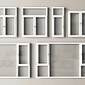 White Various Style Windows With Different Frame Designs And Glass Panels 3d model