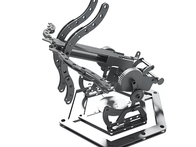 Mechanical Metal Assembly Structure With Gear Lever And Bracket Components 3d model