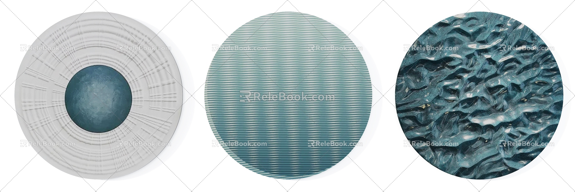 Modern gray blue abstract pattern circular decorative painting combination 3d model