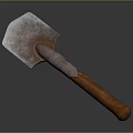 Sturdy Metal Shovel with Rustic Blade and Wooden Handle Hardware Tool Design
