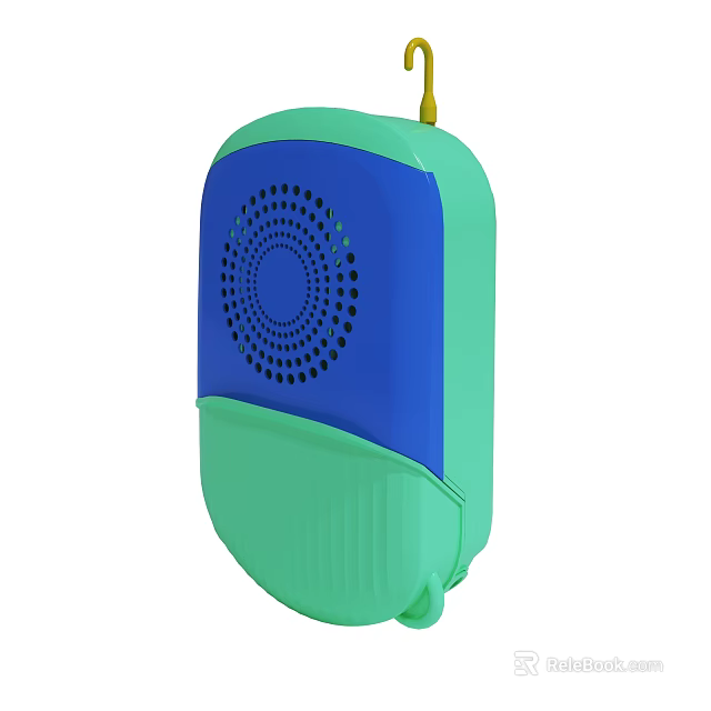 Portable Green And Blue Small Speaker Device With Grille Design 3d model 